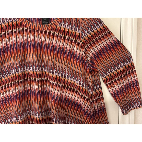 Women's Premise  2XL Top Multi Color Orange Geo Pattern 3/4 Sleeve Point Hem - Picture 9 of 13